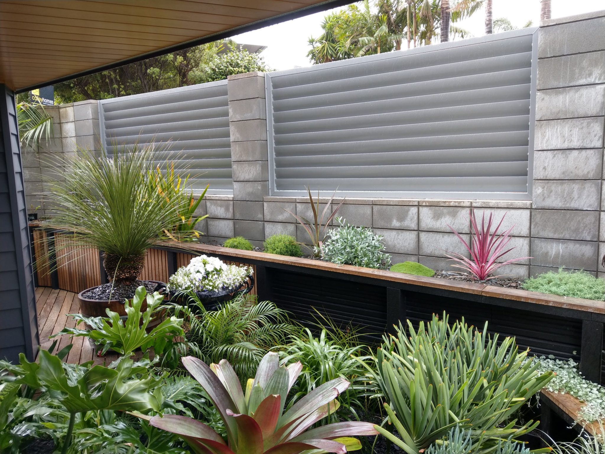 metal look fence panel modern louvre horizontal