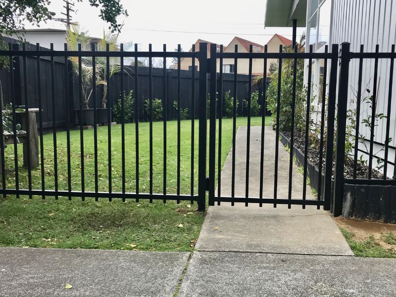 chrome metal look double swing in rising hinge gates for home and drive way